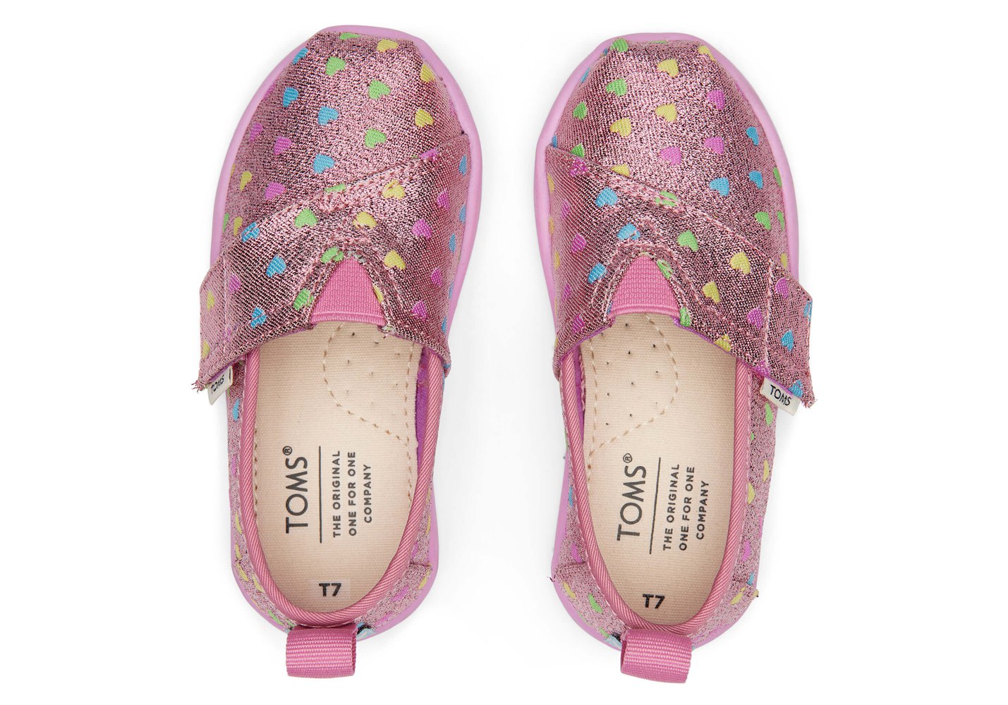 Toms Espadryle Dziecięce Różowe - Alpargata Tiny Hearts - 81CRNDFUW